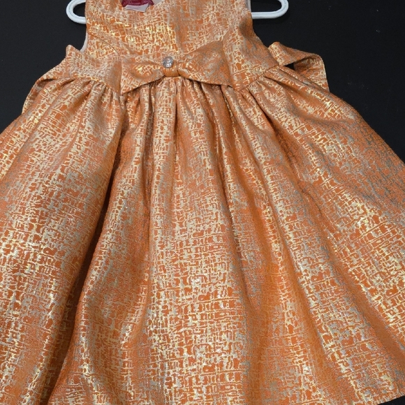 Orange Pleated Sundress for Wedding Guest - Picture 3 of 5